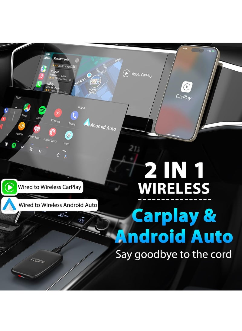 KASTWAVE - 2-in-1 Wireless CarPlay and Android Auto Adapter for Factory Wired CarPlay Cars - CarPlay Dongle with Built-in Netflix and YouTube - Convert Wired to Wireless CarPlay Adapter - Image 1
