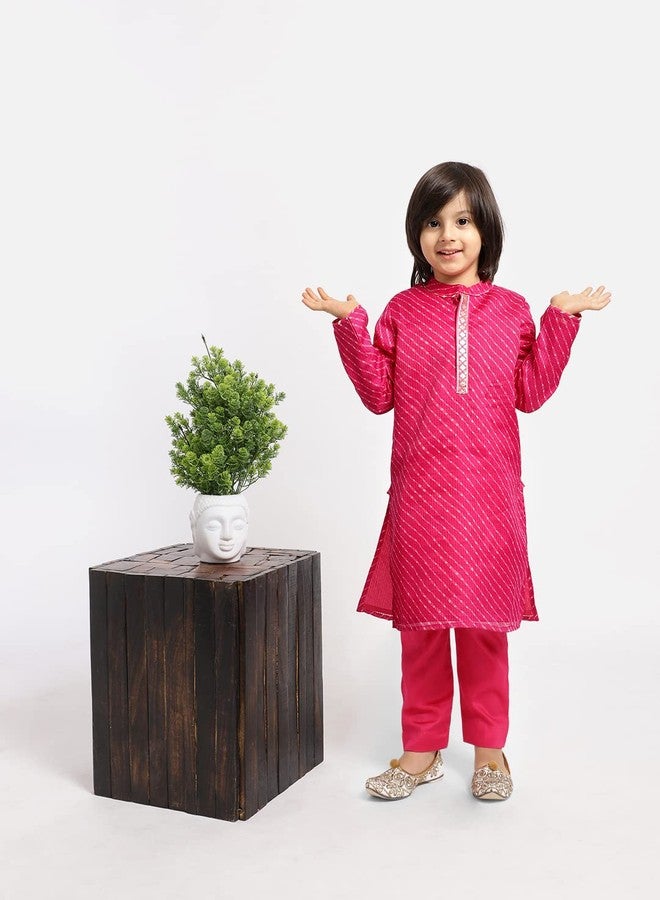 Piccolo, Printed Kurta Pyjama Set, Ethnic Wear, Full Sleeves Kurta and Pyjama/Pajama, Traditional Dress for Boys Kids (Color - Pink) - Image 4