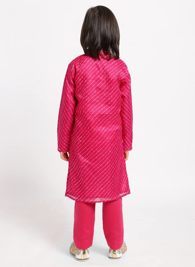 Piccolo, Printed Kurta Pyjama Set, Ethnic Wear, Full Sleeves Kurta and Pyjama/Pajama, Traditional Dress for Boys Kids (Color - Pink) - Image 3