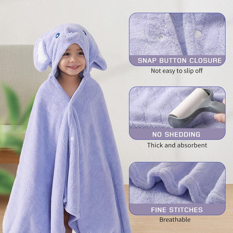 FOINEMYED 2 Pack Hooded Towels for Toddlers - Thick 55" x 27.5" Baby Bath Towel Set for Girls and Boys - Super Absorbent, Age 1-5, Elephant & Rabbit - Image 3