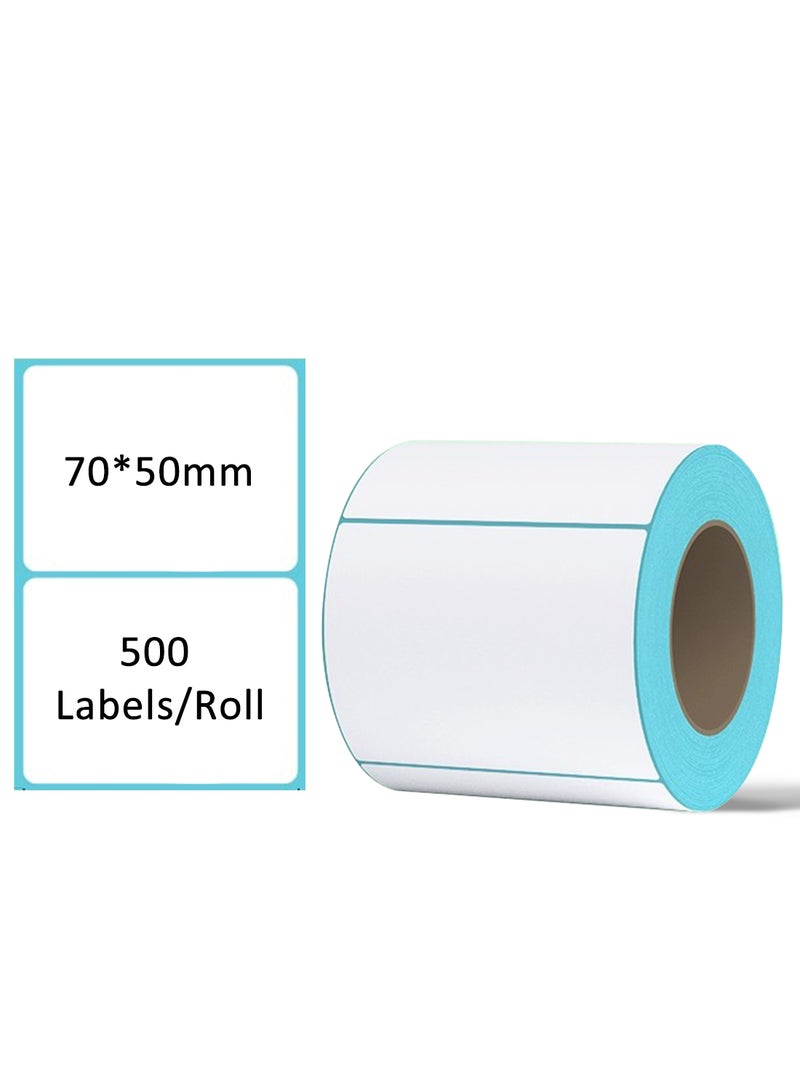 Thermal Label, Self-Adhesive Multipurpose Stickers Roll Easy to Tear for Barcode, Mailing 70mm*50mm 500Pcs/Roll - Image 1