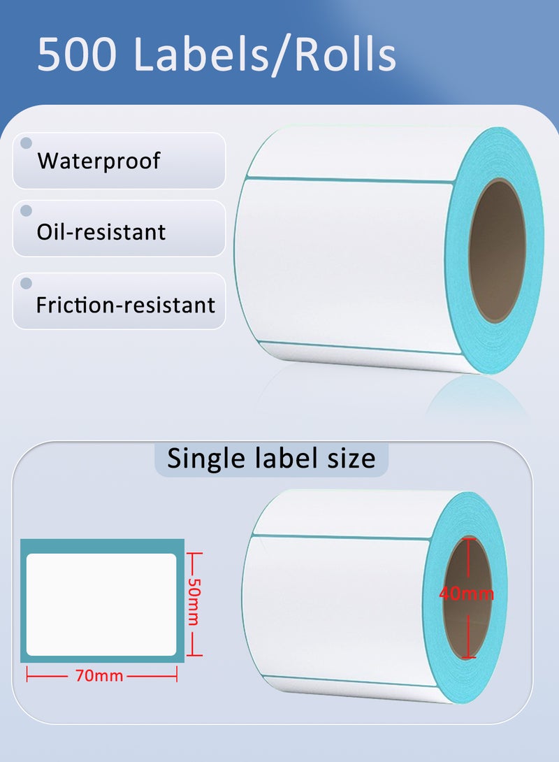 Thermal Label, Self-Adhesive Multipurpose Stickers Roll Easy to Tear for Barcode, Mailing 70mm*50mm 500Pcs/Roll - Image 2