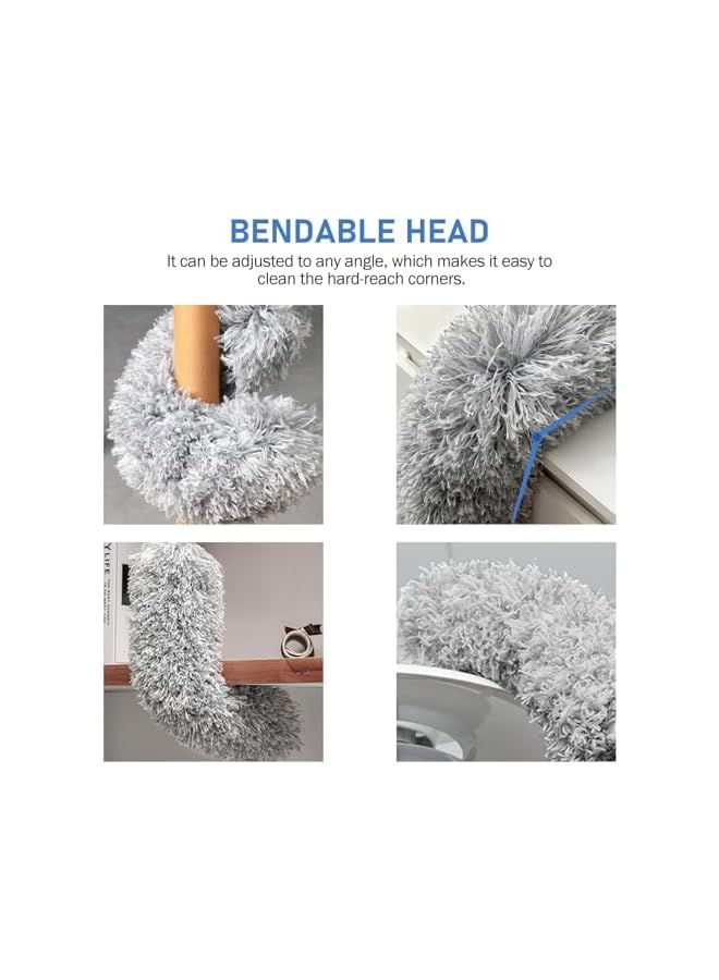 promass Microfiber Feather Duster Extendable Duster with Extra Long Extension Pole,Microfiber Replacement Heads Extendable Dusters,Bendable Head,for Cleaning Ceiling Fan,Ceiling,Blinds,Furniture (5PCS) - Image 4