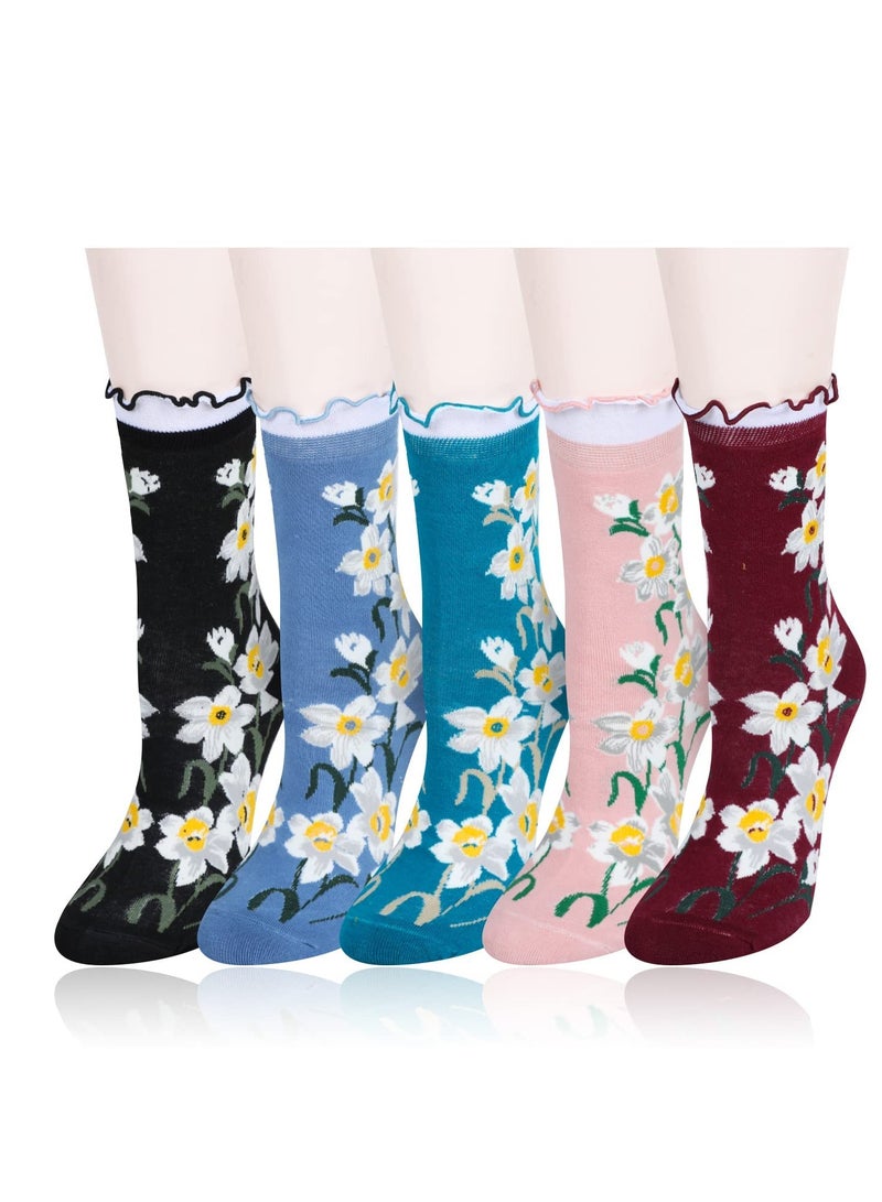 SYOSI Womens Novelty Funny Crew Socks Girls Cute Animal Colorful Patterned Socks Silly Funky Casual Cotton Floral Sock Gift - Image 1