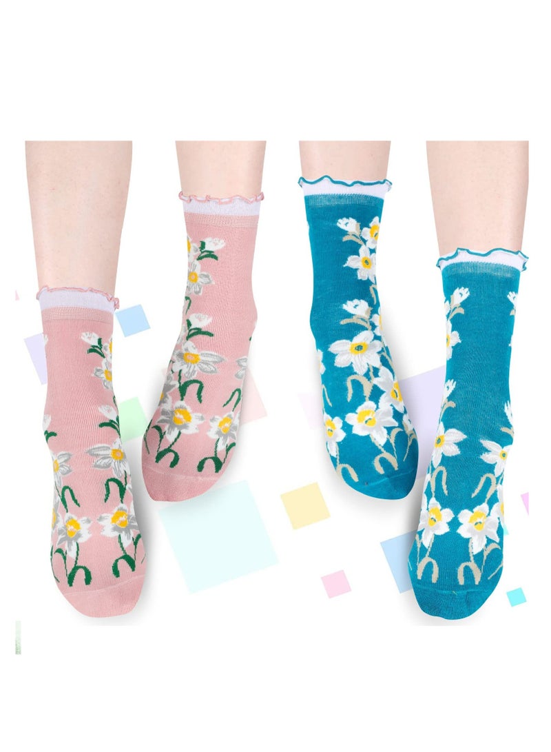 SYOSI Womens Novelty Funny Crew Socks Girls Cute Animal Colorful Patterned Socks Silly Funky Casual Cotton Floral Sock Gift - Image 2