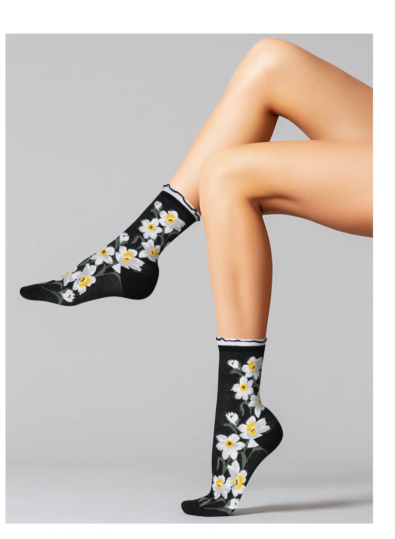 SYOSI Womens Novelty Funny Crew Socks Girls Cute Animal Colorful Patterned Socks Silly Funky Casual Cotton Floral Sock Gift - Image 5