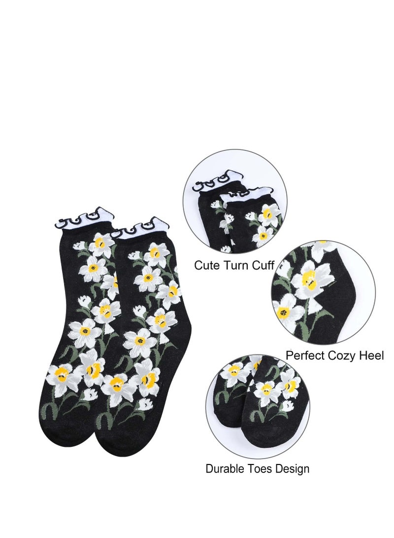 SYOSI Womens Novelty Funny Crew Socks Girls Cute Animal Colorful Patterned Socks Silly Funky Casual Cotton Floral Sock Gift - Image 4