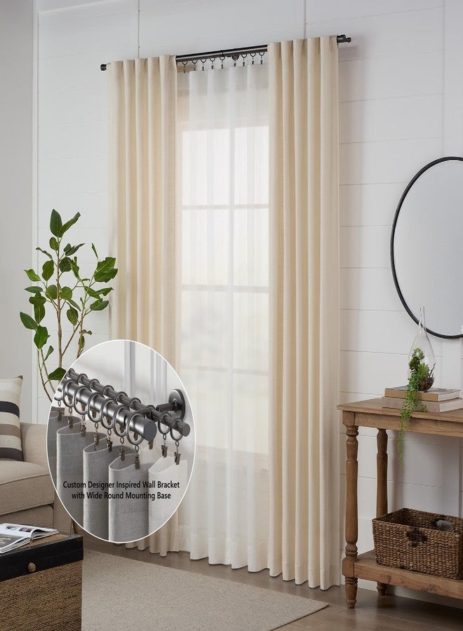 مود سلسلة مود كامبريا ديزاينر - قضيب ستارة مزدوج فاخر بطول 3 أقدام - قطر كبير 1-1/8 بوصة - غير قابل للتعديل، مظهر انسيابي - دعامات وأغطية طرفية فاخرة - لون جرافيت مطفي - Image 5