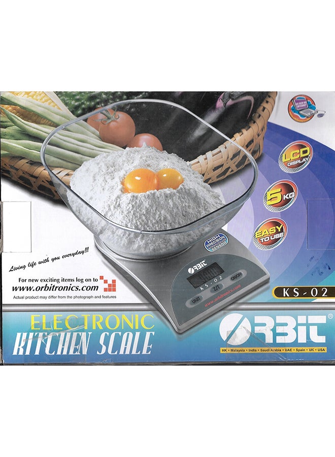 ORBIT Electronic Kitchen Scale Silver/Black/Clear - Image 2