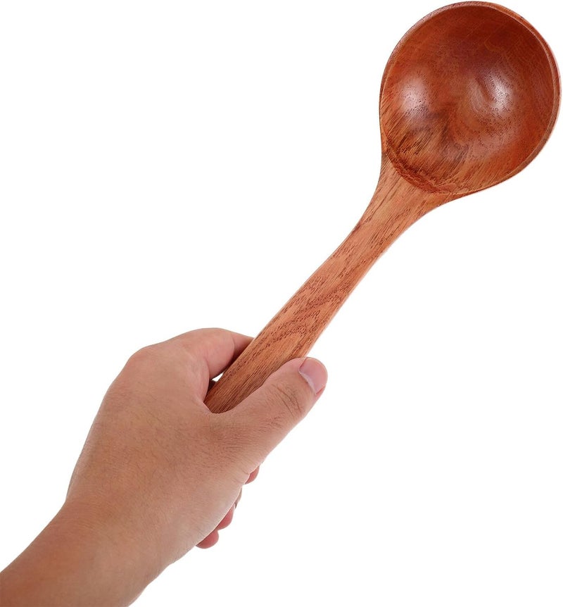 CHILDWEET Wooden Soup Ladle and Serving Spoon, 30x9.2cm Nanmu Wood, Asian Kitchen Cooking Utensil for Soup, Sauce, and Hot Pot, Sturdy Natural Wooden Kitchen Tool for Home Cooking - Image 4