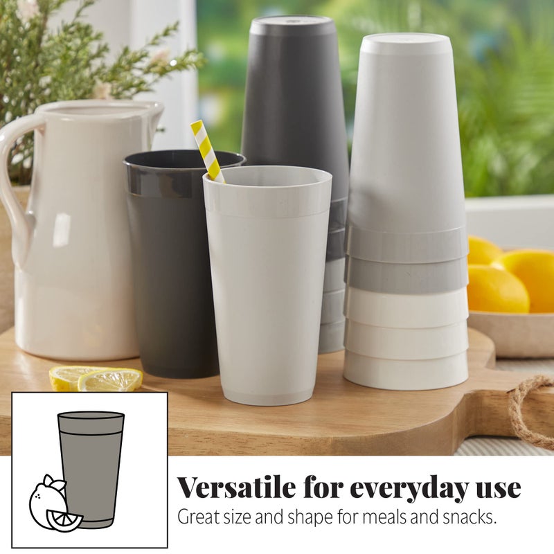 US Acrylic Newport 20 ounce Unbreakable Plastic Stackable Water Tumblers in Grey Stone | Set of 12 Drinking Cups | Reusable  BPA-free  Made in the USA  Top-rack Dishwasher and Microwave Safe - Image 4