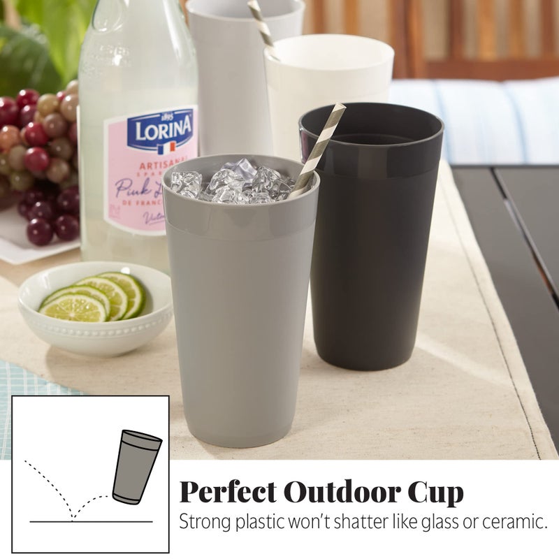US Acrylic Newport 20 ounce Unbreakable Plastic Stackable Water Tumblers in Grey Stone | Set of 12 Drinking Cups | Reusable  BPA-free  Made in the USA  Top-rack Dishwasher and Microwave Safe - Image 5