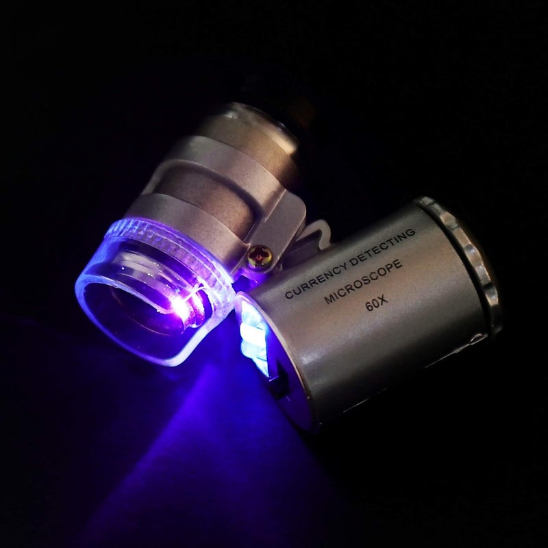jellyflow 60x Jewelry Microscope, Loupe Magnifier with Light, Coin Magnifier with Led UV Light Jewelry Magnifiyecation Loop for Jewelry,Diamonds,Coins, Stamps, Antiques - Image 3