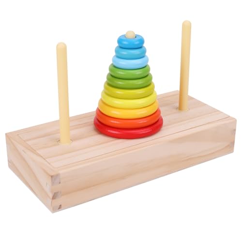 GEMEM Tower of HanoiWooden Towers of 10 Rings Puzzle with Storage Box Logic Puzzle Brain Teaser IntellectualSTEM Logical Game Travel Toy Family Game Column Blocks Kids 5 Years Gift - Image 1