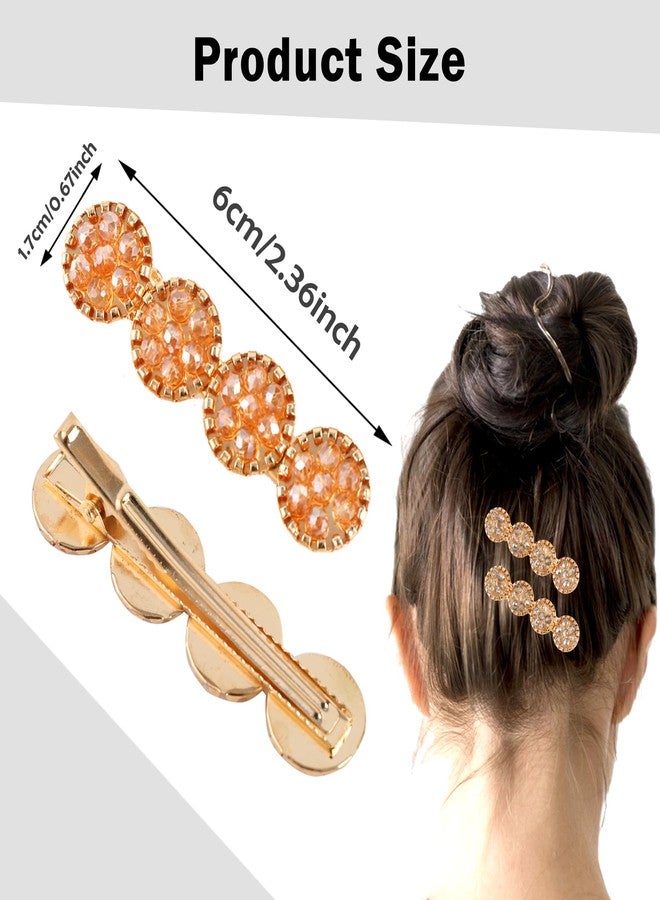 HLTOO 12PCS Rhinestone Hair Clips, 2.36 Inch Crystal Snap Hair Barrettes, Round Bling Crystal Hairpins with Alligator Clips, for Women and Girls Hair Styling Accessories, 4 Colors - Image 2