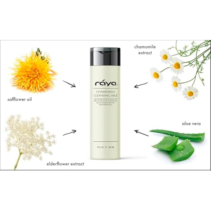 Raya Chamomile Facial Cleansing Milk 8 oz (152) | Gentle, Soap-Free Fluid Cleanser and Make-Up Removing Lotion for Dry and Sensitive Skin | Helps Calm Irritations and Refine Pores - Image 2