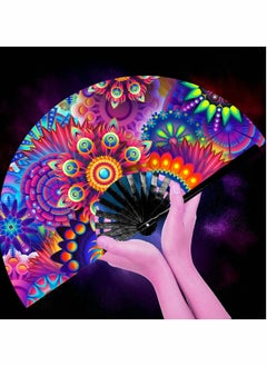 Excefore Rave Fan  Pride Fan and Festival Fan Large Folding Fan for Raves EDM Burlesque Pride Outfits for Women Men Festival Accessories Clack Fan Hand Fan  - Image 2