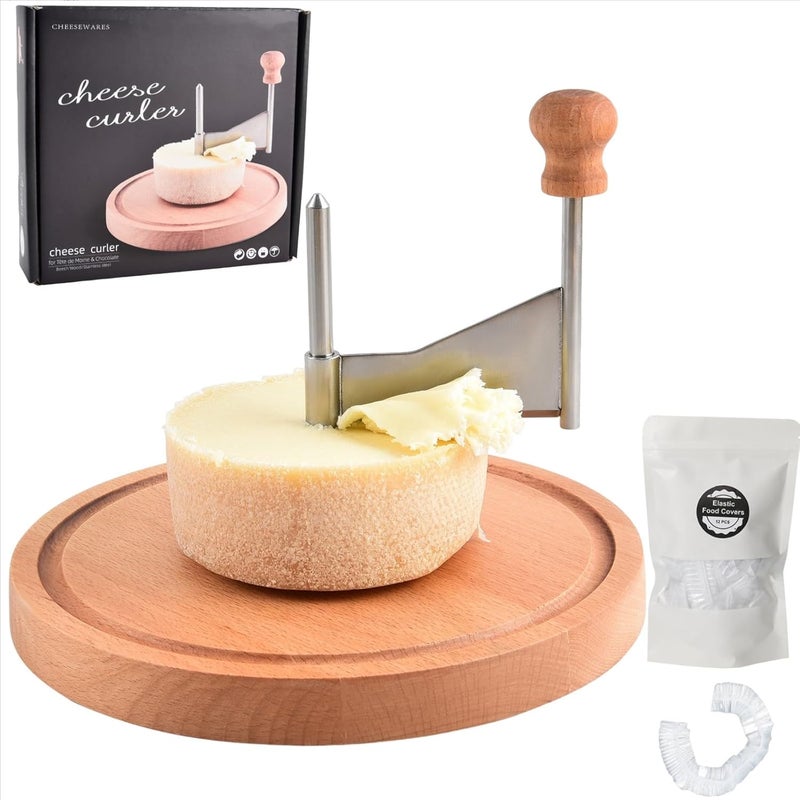 ShinianYa Cheese Curler Beech Wood-Stainless Steel - Best for Tete de Moine Curler and Chocolate Shavings and curls, Girolle Cheese Curler & shaver - Image 4