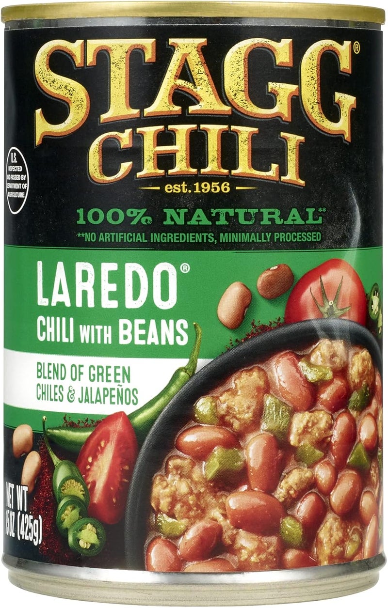 STAGG Laredo Chili With Beans, 15 Oz - 100% Natural Chili with Green Chiles and Jalapenos - Image 1