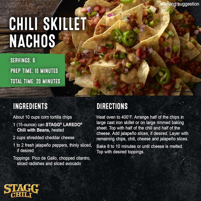 STAGG Laredo Chili With Beans, 15 Oz - 100% Natural Chili with Green Chiles and Jalapenos - Image 5
