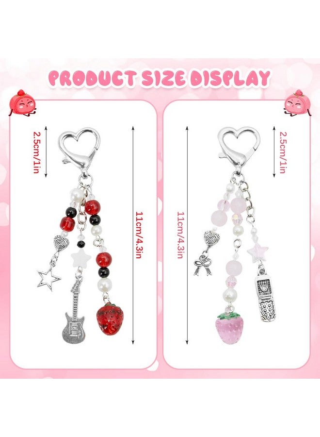 ZORBES¬Æ Cute Keychain Charms Aesthetic Y2K Keychain Accessories Beaded Acrylic Sweet Strawberry Charm for Keychain, Car Keys, Backpack, Handbag, Gift for Besties, Sisters - Image 3