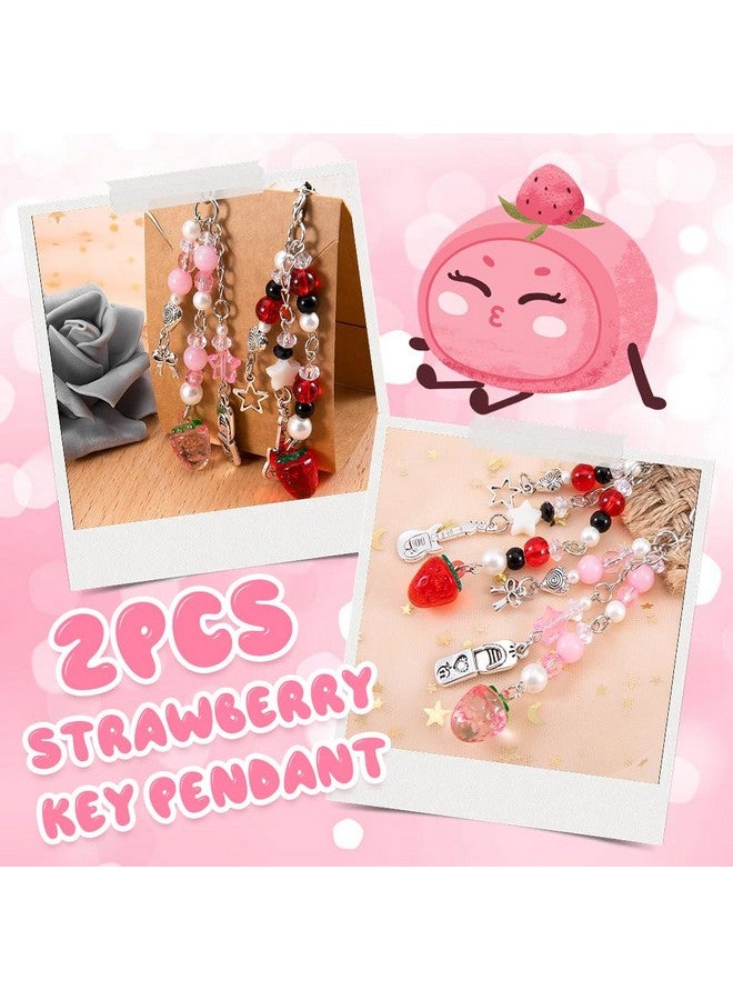 ZORBES¬Æ Cute Keychain Charms Aesthetic Y2K Keychain Accessories Beaded Acrylic Sweet Strawberry Charm for Keychain, Car Keys, Backpack, Handbag, Gift for Besties, Sisters - Image 2