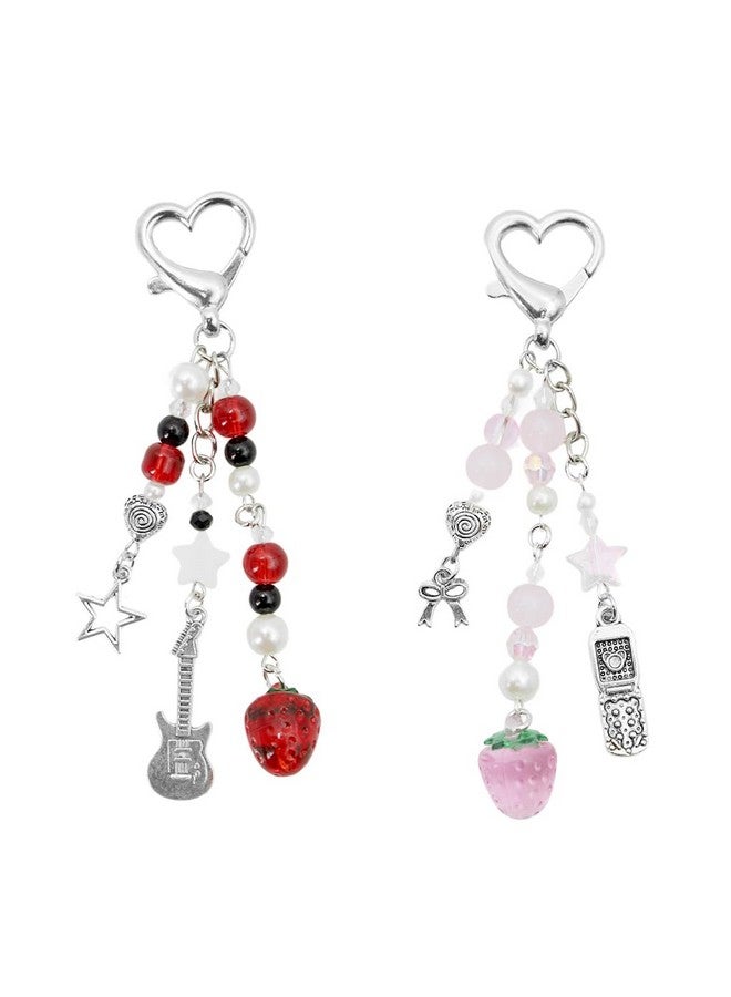 ZORBES¬Æ Cute Keychain Charms Aesthetic Y2K Keychain Accessories Beaded Acrylic Sweet Strawberry Charm for Keychain, Car Keys, Backpack, Handbag, Gift for Besties, Sisters - Image 1