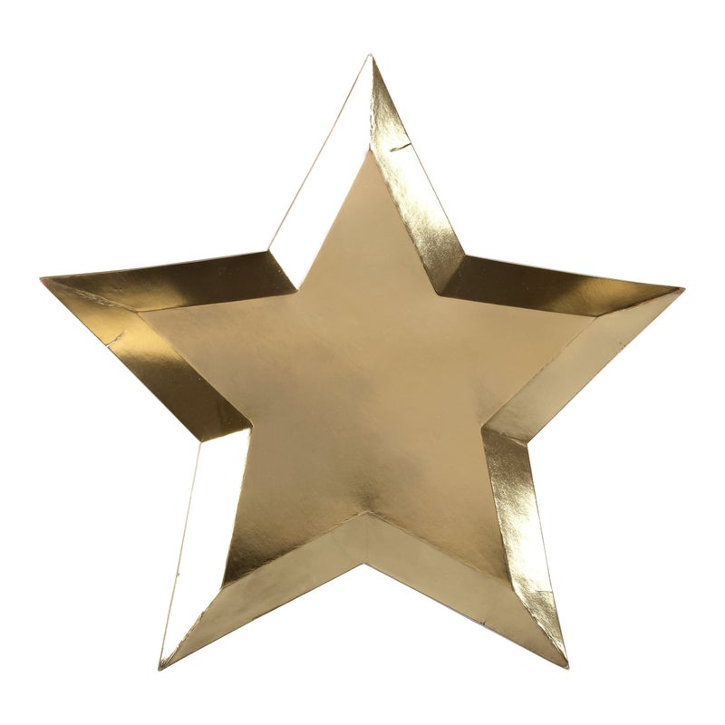 Meri Meri Meri Meri Disposable Gold Paper Plates Pack of 8 Gold Star Plates for Party NYE or Graduation Thick  Sturdy Disposable