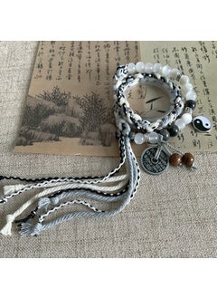 New Yin Yang Tai Chi Cord Bracelet Unisex White [cat's eye stone] endless hand rope
