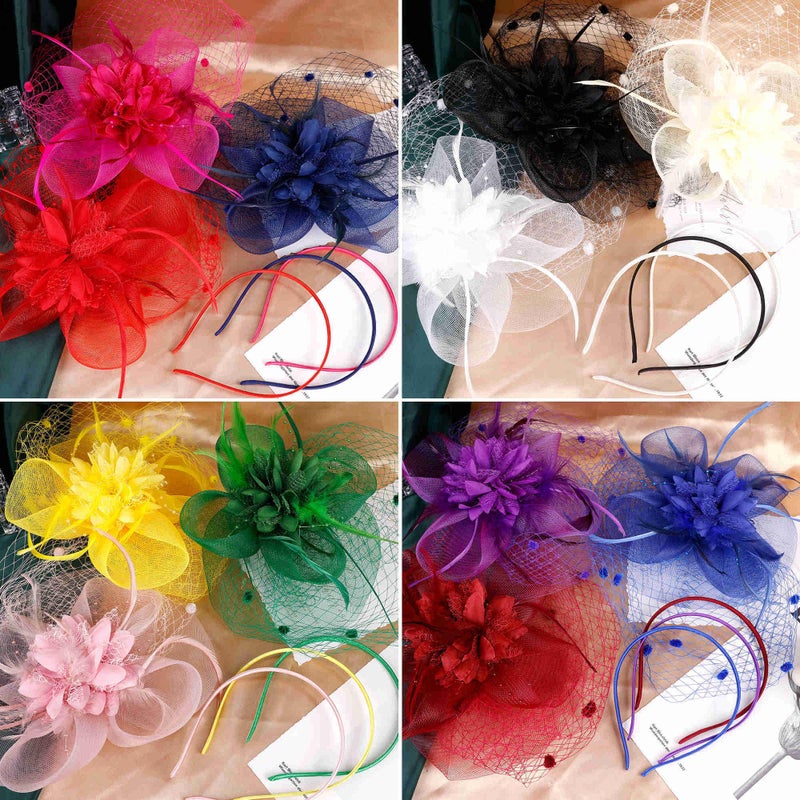 Masedy Fascinators Hats for Women Tea Party Hat Feather Mesh Headband Vintage Lace Headwear Veil Hair Clip Church Black - Image 4