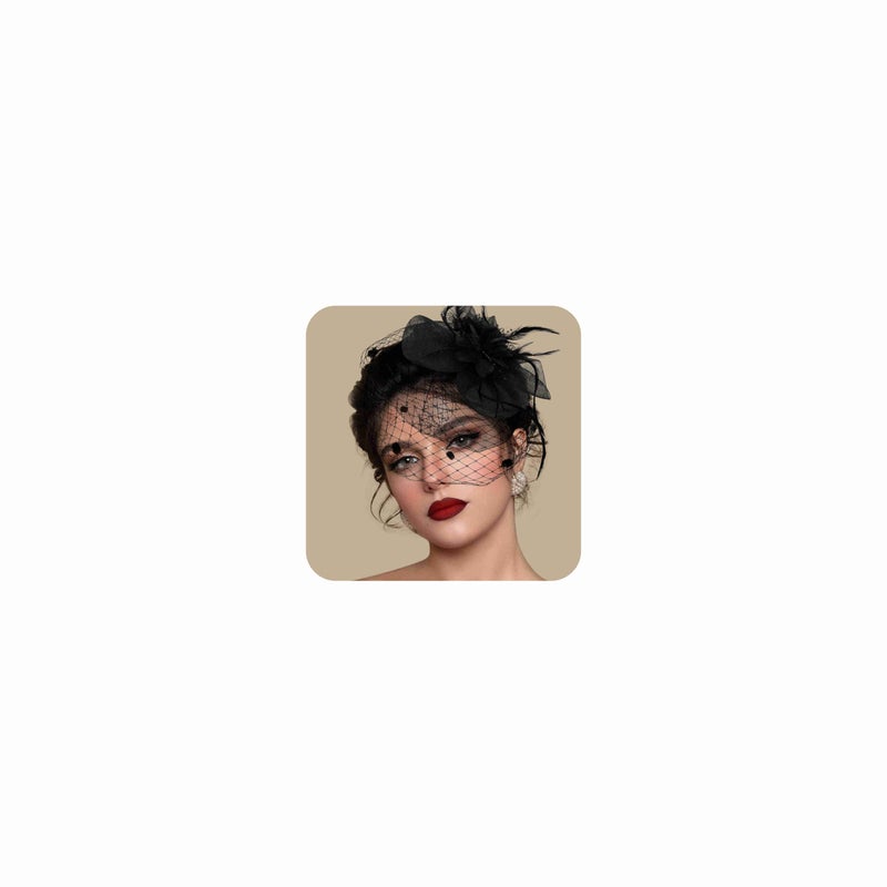Masedy Fascinators Hats for Women Tea Party Hat Feather Mesh Headband Vintage Lace Headwear Veil Hair Clip Church Black - Image 1