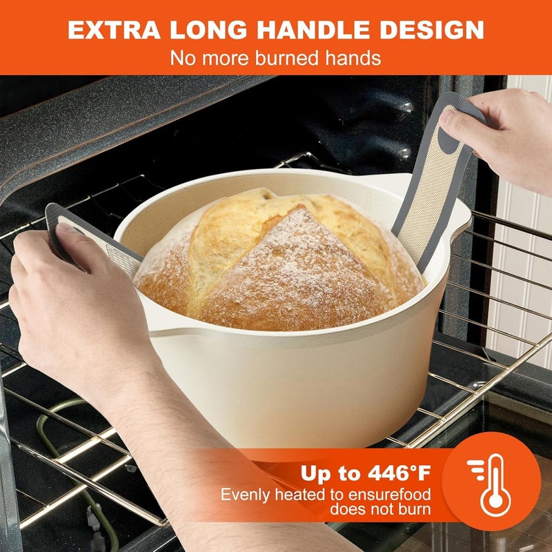 VETERIT Silicon Bread Sling with Long Handles for Dutch Oven Liners NonStick 2 Pack Reusable Bread Baking Mat for Effortless Sourdough Transfer with Easy Cleaning - Image 5