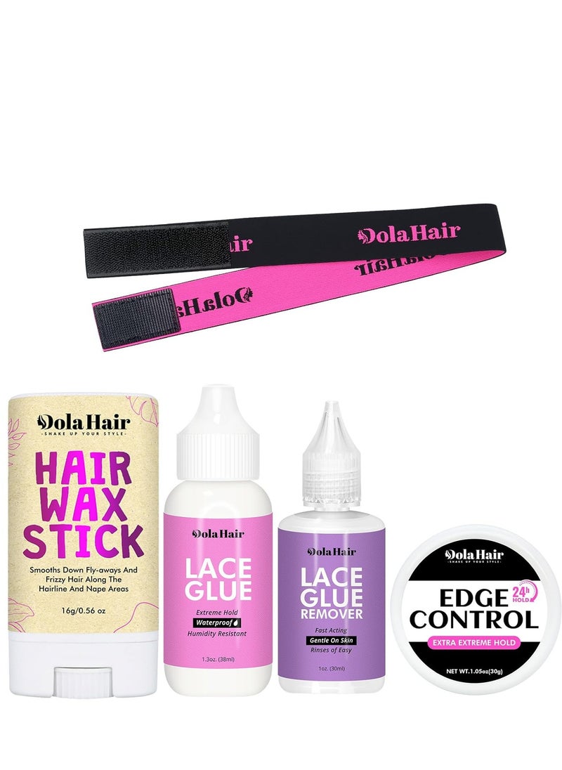 Dolahair Dolahair Lace Wig Glue Kit Lace Front Glue Kit for Wigs Waterproof Wig Glue Strong Hold Wig Glue Kit Wig Install Kit Wig Installation Kit Lace Front Kit Hair Replacement Adhesive Invisible Bonding  - Image 1