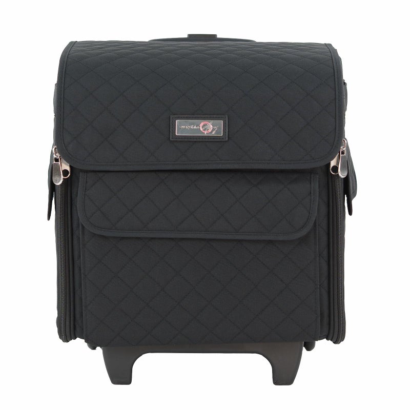 Everything Mary Rolling Serger Machine Tote â€“ Black Quilted Carrying Case for Overlock Machines â€“ Compatible with Brother, Singer & Juki â€“ Sewing Thread & Supplies Organizer - Image 1
