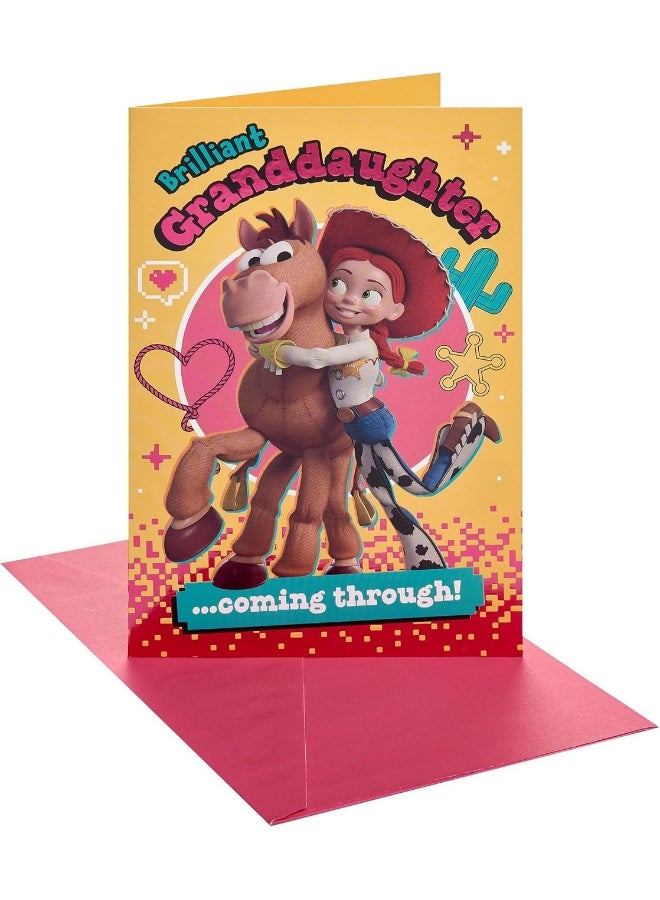 UK Greetings Disney Toy Story 5 Brilliant Granddaughter ...Coming Through! Happy Birthday Greeting Card (14.9 x 22.9 cm) - Image 1