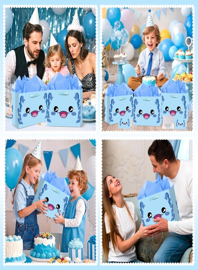 Wayyogh Large Blue Axolotl Gift Bag Axolotl Birthday Bags with Handles Tissue Paper Axolotls Greeting Card Blue Wrapping Paper Bags for Kids Boys Girls Baby Shower Axolotls Birthday Party Favor Decorations - Image 5