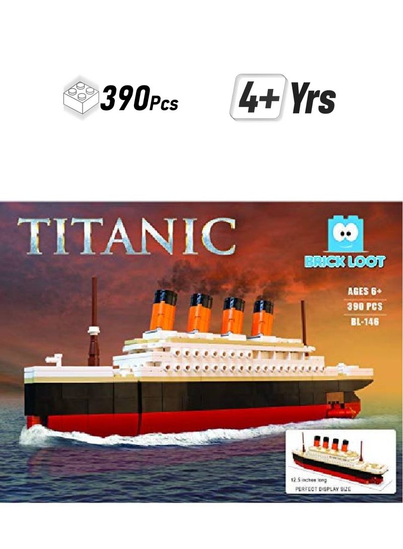 Brick Loot مجموعة مكعبات بناء تيتانيك (كبيرة 390 قطعة) متوافقة 100% - Image 1