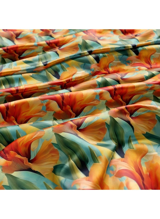 فيلاتو Ø¬Ù„Ø§Ø¨ÙŠØ© Ù…Ø®ÙˆÙŠØ± Ø¨ØªØµÙ…ÙŠÙ… Ø²Ù‡ÙˆØ± Ø¨Ø±ØªÙ‚Ø§Ù„ÙŠØ© Ø®Ø¶Ø±Ø§Ø¡ Ù…Ù† Ù‚Ù…Ø§Ø´ Ø­Ø±ÙŠØ± Ø§Ù„Ù„ÙŠÙ„ Ø¹Ø±Ø§Ù…Ù†ÙŠ Ø¨Ø§Ù„ÙŠØ§Ø±Ø¯Ø©ØŒ Ø¹Ø±Ø¶ 58 Ø¨ÙˆØµØ© - Image 3