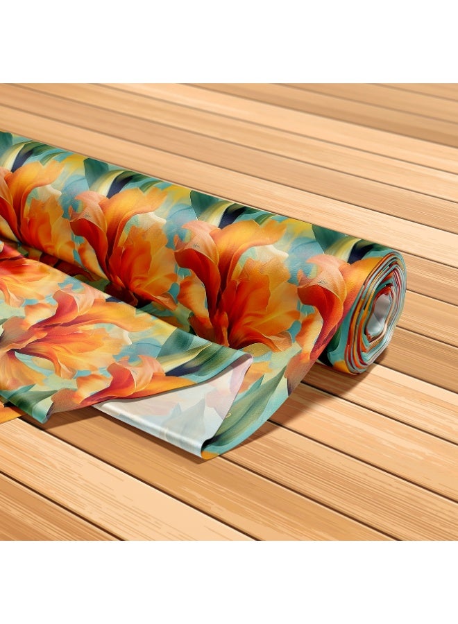 فيلاتو Ø¬Ù„Ø§Ø¨ÙŠØ© Ù…Ø®ÙˆÙŠØ± Ø¨ØªØµÙ…ÙŠÙ… Ø²Ù‡ÙˆØ± Ø¨Ø±ØªÙ‚Ø§Ù„ÙŠØ© Ø®Ø¶Ø±Ø§Ø¡ Ù…Ù† Ù‚Ù…Ø§Ø´ Ø­Ø±ÙŠØ± Ø§Ù„Ù„ÙŠÙ„ Ø¹Ø±Ø§Ù…Ù†ÙŠ Ø¨Ø§Ù„ÙŠØ§Ø±Ø¯Ø©ØŒ Ø¹Ø±Ø¶ 58 Ø¨ÙˆØµØ© - Image 5