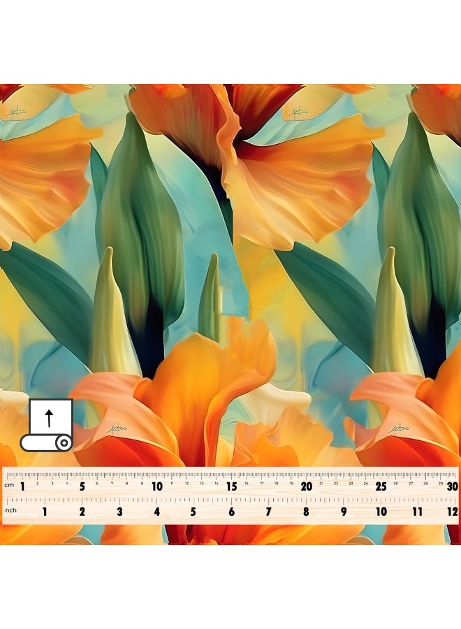 فيلاتو Ø¬Ù„Ø§Ø¨ÙŠØ© Ù…Ø®ÙˆÙŠØ± Ø¨ØªØµÙ…ÙŠÙ… Ø²Ù‡ÙˆØ± Ø¨Ø±ØªÙ‚Ø§Ù„ÙŠØ© Ø®Ø¶Ø±Ø§Ø¡ Ù…Ù† Ù‚Ù…Ø§Ø´ Ø­Ø±ÙŠØ± Ø§Ù„Ù„ÙŠÙ„ Ø¹Ø±Ø§Ù…Ù†ÙŠ Ø¨Ø§Ù„ÙŠØ§Ø±Ø¯Ø©ØŒ Ø¹Ø±Ø¶ 58 Ø¨ÙˆØµØ© - Image 4