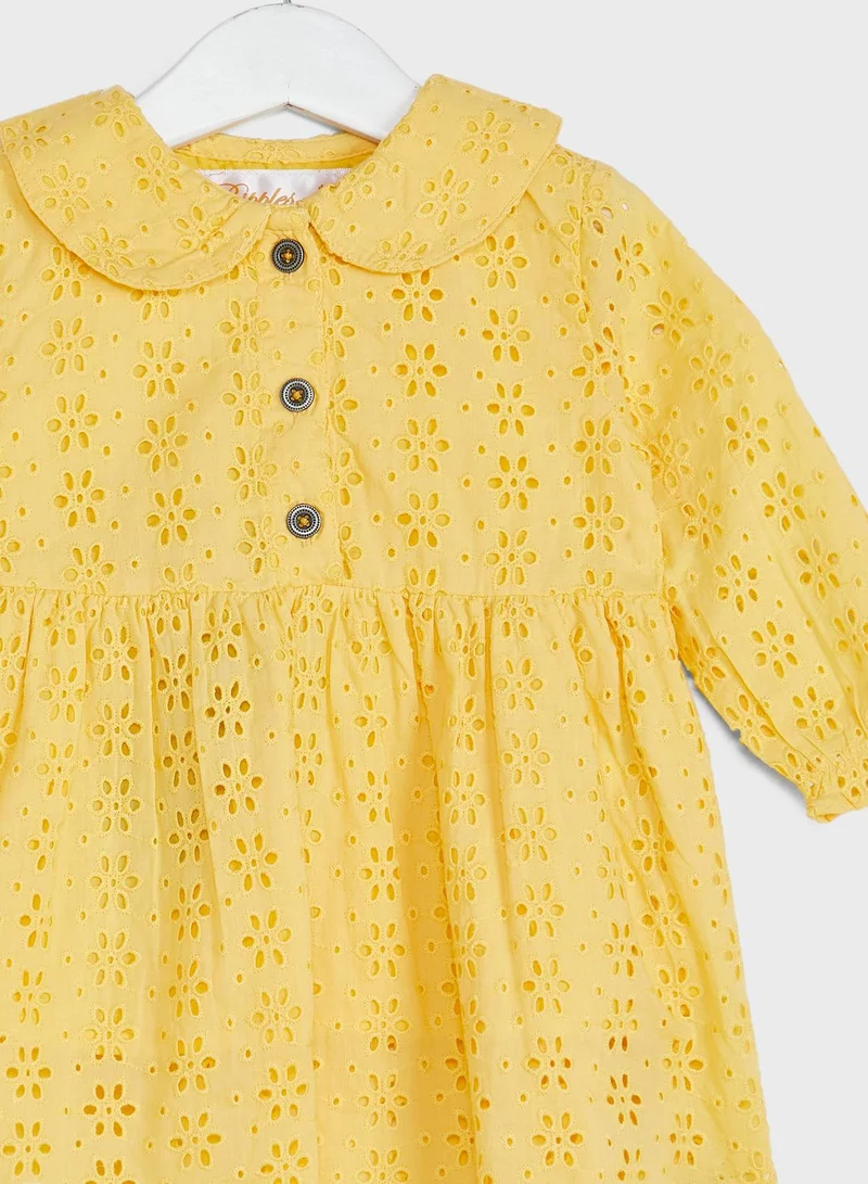 Ripples Solid Collared Neck Dress
