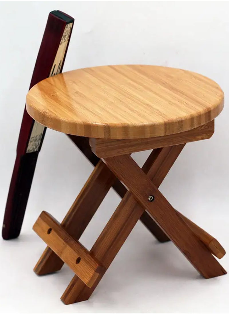 Tradeo Portable Indoor/Outdoor Folding Bamboo Stool Home Decor Wood Garden Chair for Fishing Comfortable and Home-Sitting  - Image 2