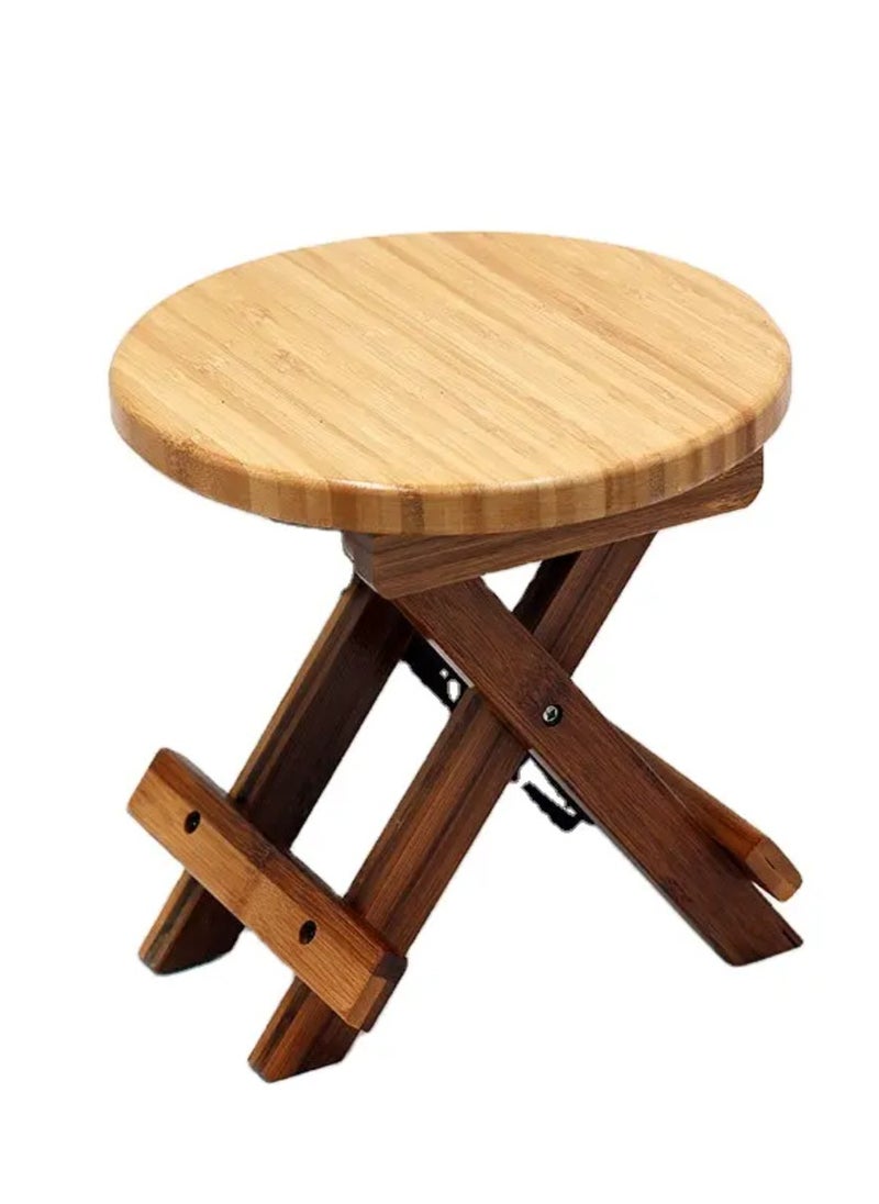 Tradeo Portable Indoor/Outdoor Folding Bamboo Stool Home Decor Wood Garden Chair for Fishing Comfortable and Home-Sitting  - Image 1