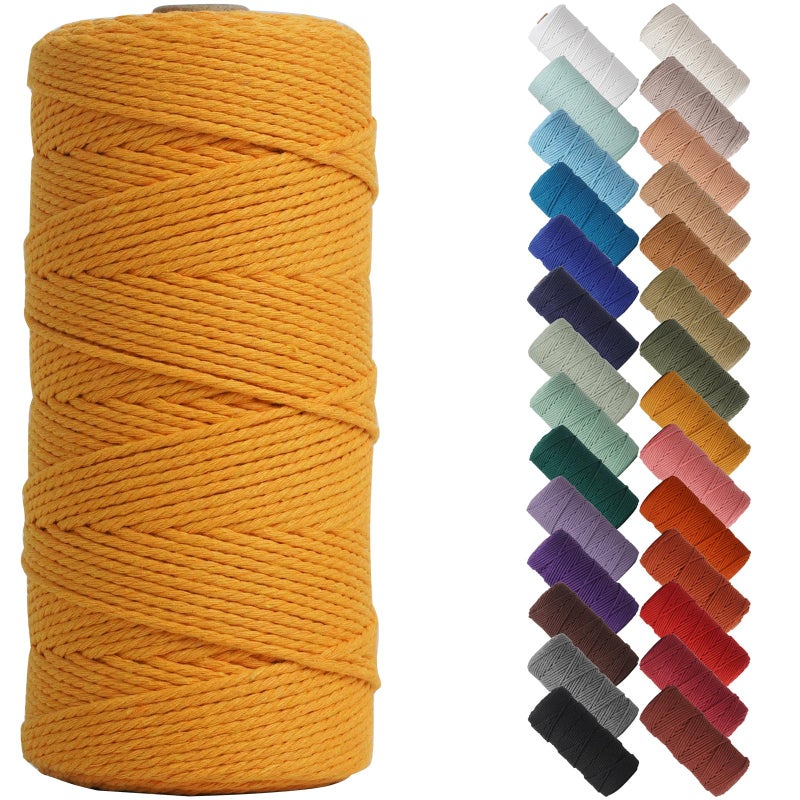 NOANTA Bright Orange Macrame Cord 2mm x 220yards Colored Macrame Rope Cotton Rope Macrame Yarn Colorful Cotton Craft Cord for Wall Hanging Plant Hangers Crafts Knitting