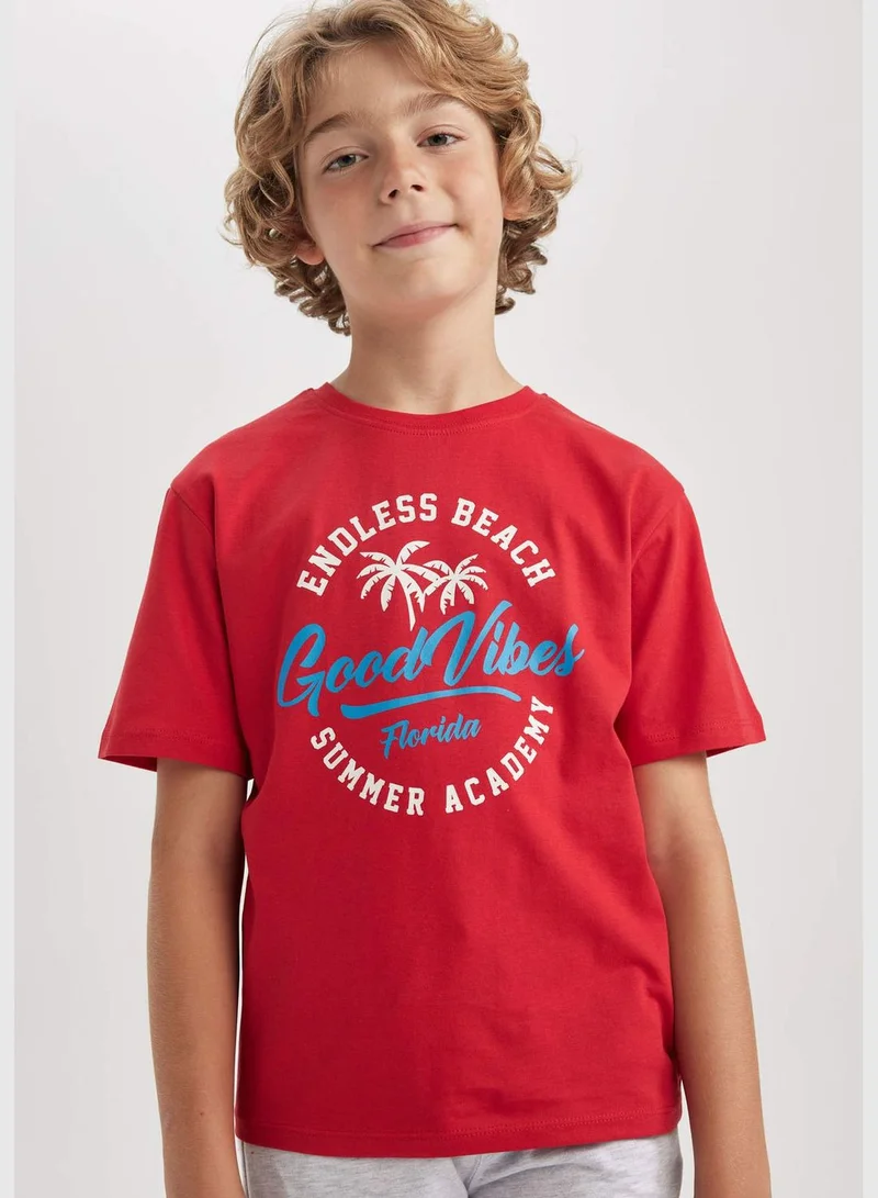 ديفاكتو Boy Crew Neck Knitted Short Sleeve T-Shirt