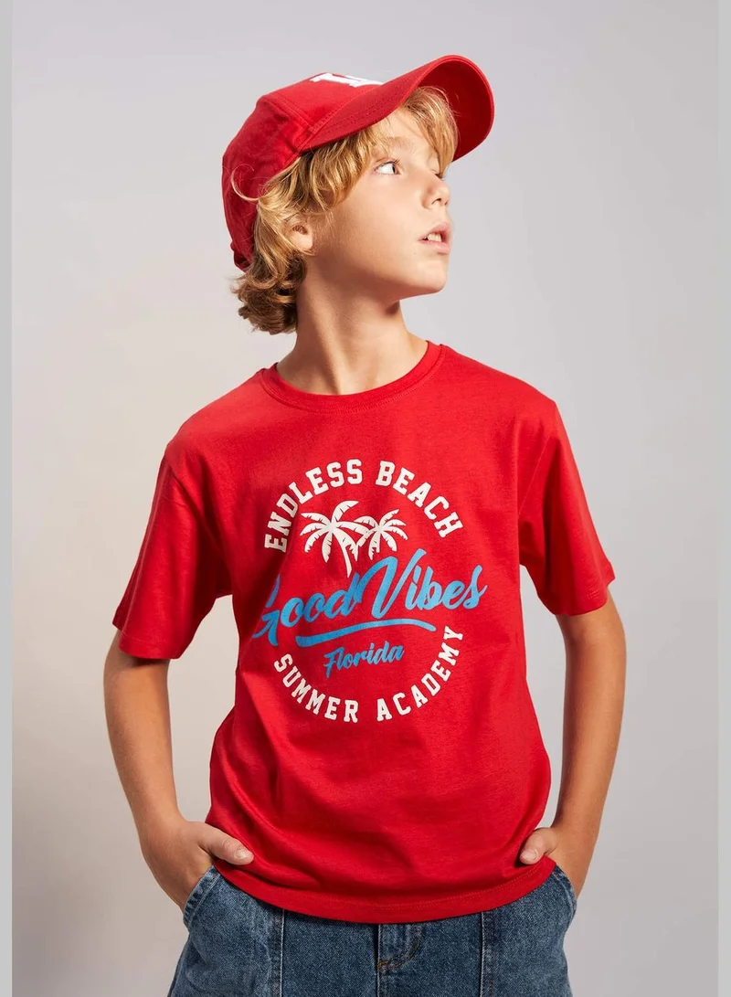 ديفاكتو Boy Crew Neck Knitted Short Sleeve T-Shirt