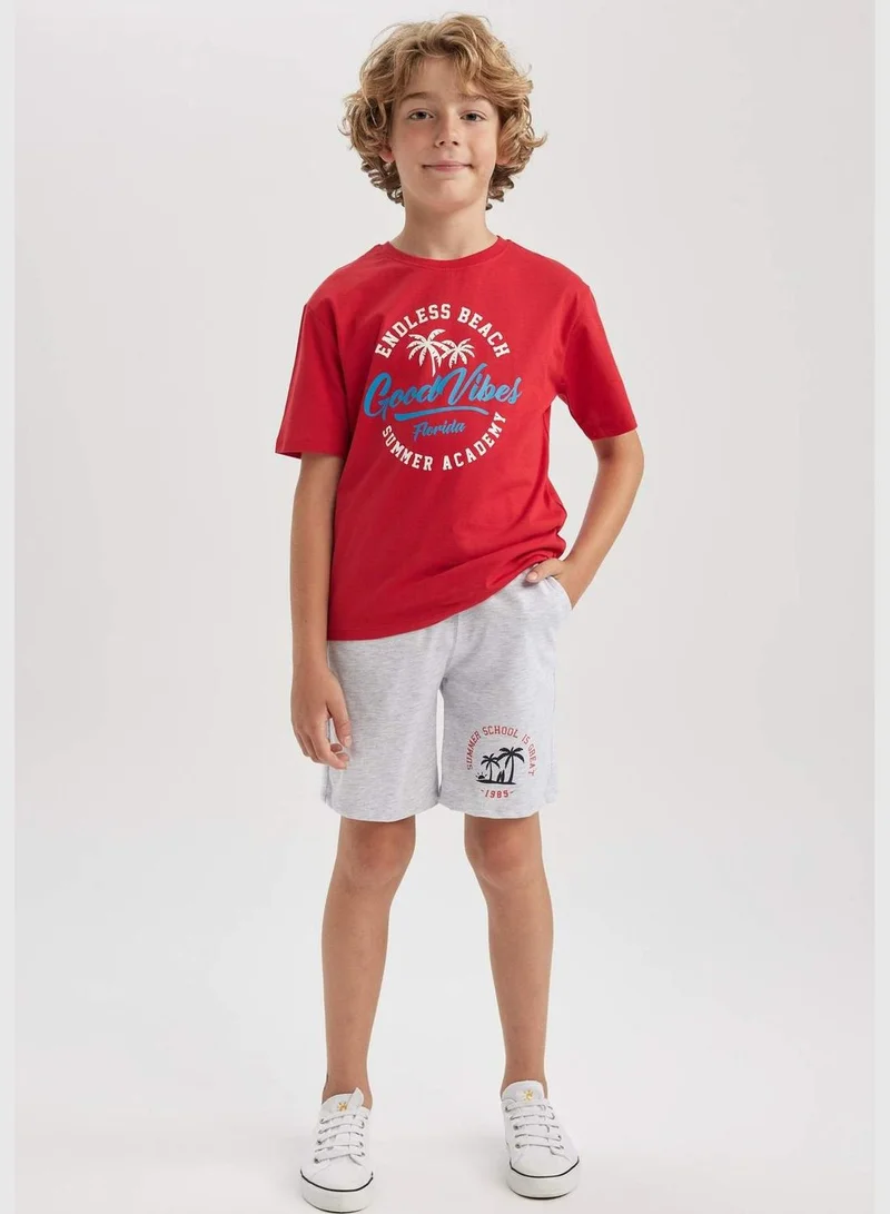 ديفاكتو Boy Crew Neck Knitted Short Sleeve T-Shirt