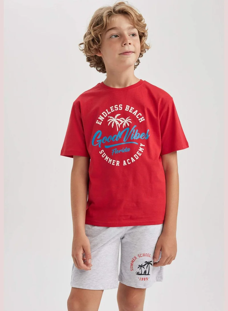 ديفاكتو Boy Crew Neck Knitted Short Sleeve T-Shirt