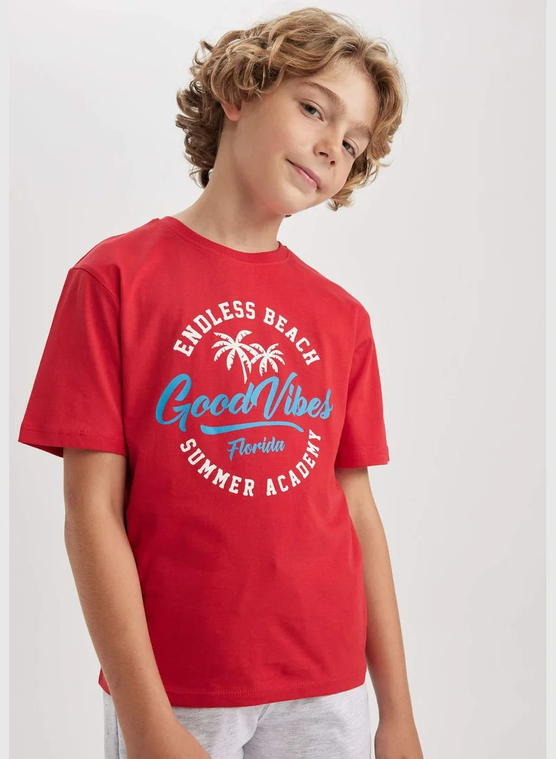 ديفاكتو Boy Crew Neck Knitted Short Sleeve T-Shirt