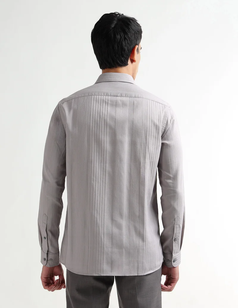 Arrow Beige Vertical Striped Manhattan Slim Fit shirt for Men | Best Price UAE